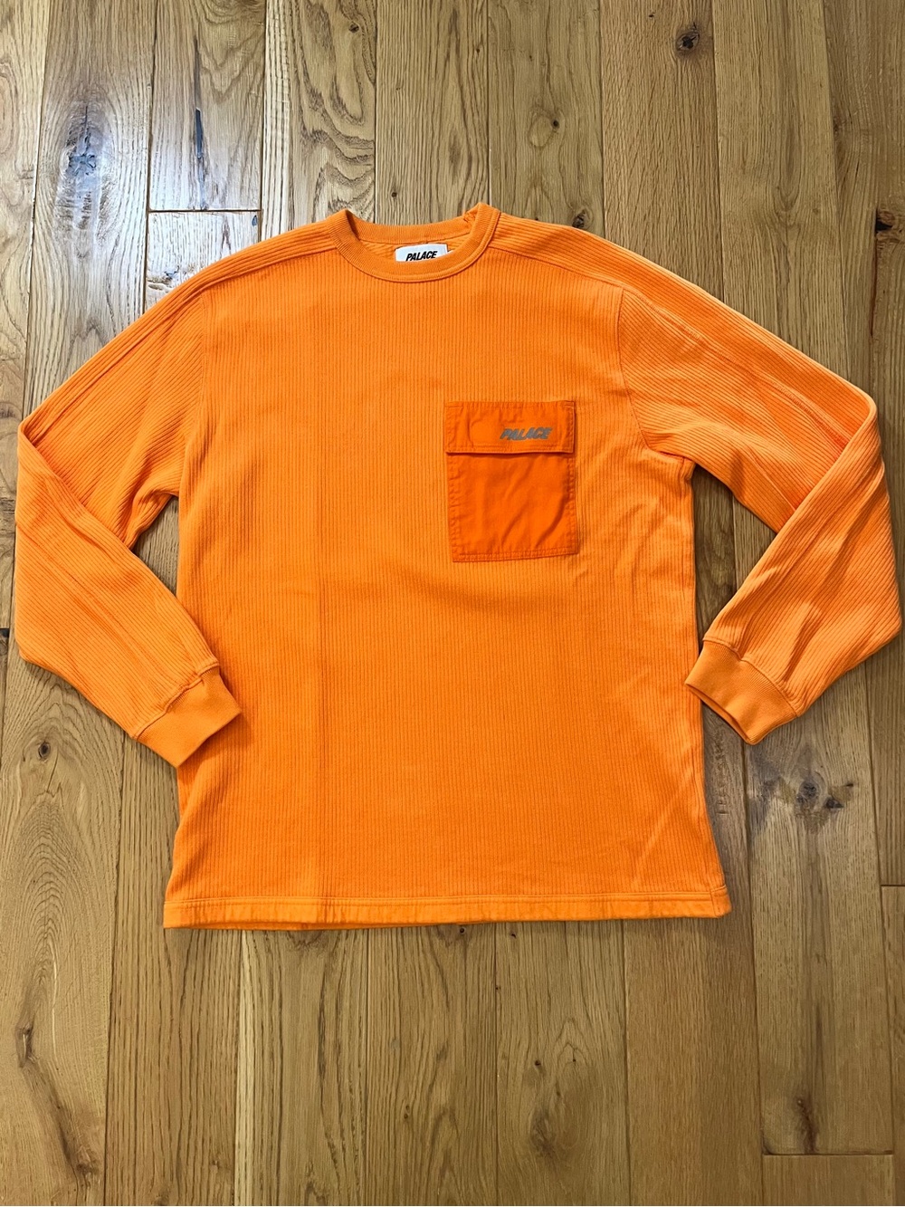 Palace Skateboards "Patch Pocket Ribber" L/S Tee Orange Men's Size XL
